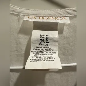 La Blanca‎ Swim Cover Up White Tunic with Blue Detailing Size M thumbnail 5