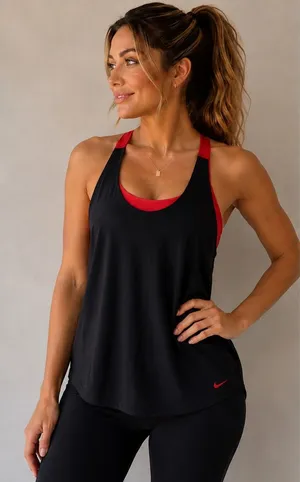 Nike Dri Fit Winen’s Racerback Tank -Black w/Red accents-Small thumbnail 1