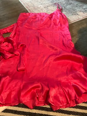 Nwt SELFIE LESLIE DONT WAIT UP ONE‎ SHOULDER WAIST TIE DRESS BARBIE HOT PINK thumbnail 11