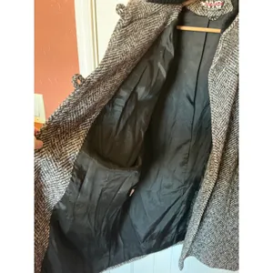 Vintage 80s New York Girl Herringbone Toggle Peacoat W14 Black/White thumbnail 4