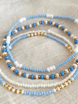 4PC Bohemian Style Bead Bracelet Set Blue thumbnail 2