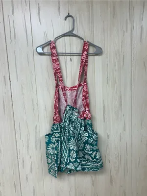 Free People Palm Bay Tropical Bandana Print Shortalls Romper medium NWOT thumbnail 6