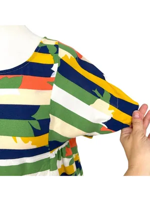 Maeve Anthropologie Mila Stripe Top Green Blue Yellow Geometric Size Small thumbnail 5