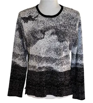 YAL New York Black White Speckled Crew Neck Sweater L thumbnail 1