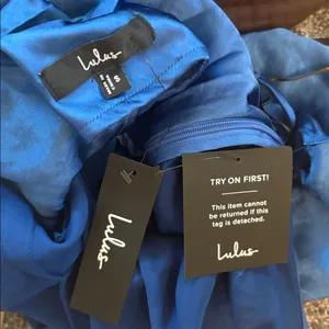 Lulus Reglan Blue Satin One-Shoulder Sash Midi Dress Size Small NWT Formal Sexy thumbnail 6