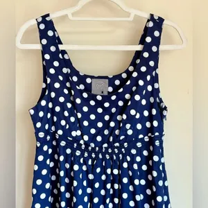 Anthropologie Polka Dot Dress - Vanessa Virginia Navy Blue White Womens sz 10 thumbnail 11
