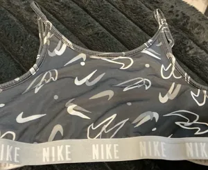Nike Black and White Athletic Sports Bra thumbnail 1