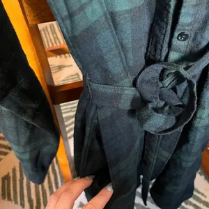 Abercrombie & Fitch Green Black and Blue Flannel Shirt Dress thumbnail 4
