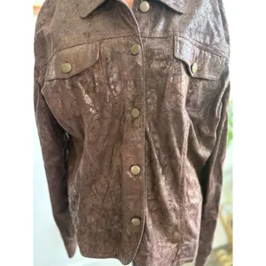 Bamboo‎ Traders Jacket Brown Button Down Shirt Faux Leather Snakeskin Women's thumbnail 3