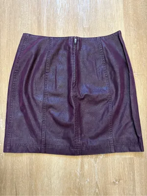 Free People Women’s Purple Faux Leather Mini Skirt thumbnail 2