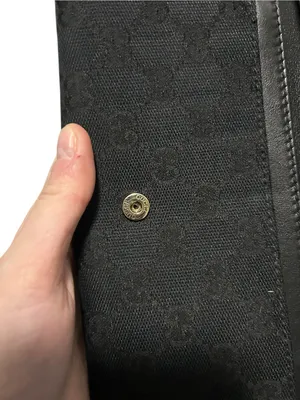 Authentic Gucci Guccissima GG Logo Black Fabric Gold Hardware Long Wallet thumbnail 10