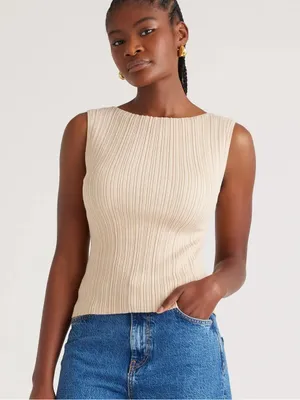 QUINCE Cotton Cashmere Ribbed Tank / Heather Oatmeal / Large thumbnail 3