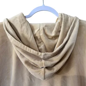 American Eagle Hoodie Velour Pale Yellow SZ Med Kangaroo Pocket Cropped Dolman thumbnail 9