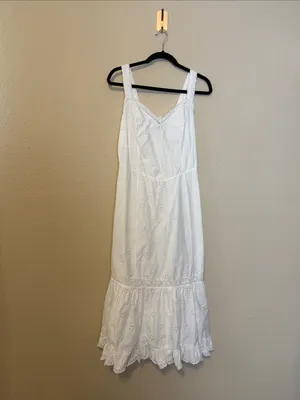 PAIGE‎ Pallas Eyelet Midi Dress White Cotton Sleeveless Size 8 thumbnail 4