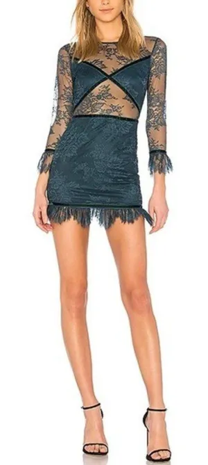 Lovers + Friends Shimmer Cutout Lace Mini Dress Holiday New Years XS thumbnail 1