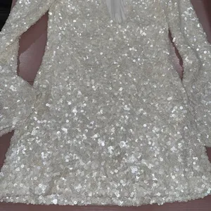 Altar'd State Delaney Sequin Mini Dress XS Ivory thumbnail 7