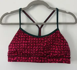 Lululemon Flow Y Bra Mountain Peaks Bon Bon Bordeaux Pink Sports Bra 8 thumbnail 1