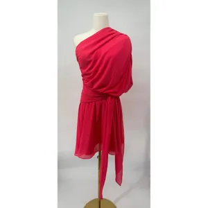Amanda Uprichard Galleria Mini‎ Dress Watermelon Pink One Shoulder Chiffon Small thumbnail 3