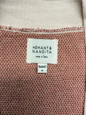 HEMANT & NANDITA Womans Medium Pink Paisley-Print open front long Cardigan thumbnail 3