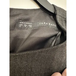 Zara Grey Black‎ Pinstripe Leather Panel Peplum Office Professional Dress Medium thumbnail 5