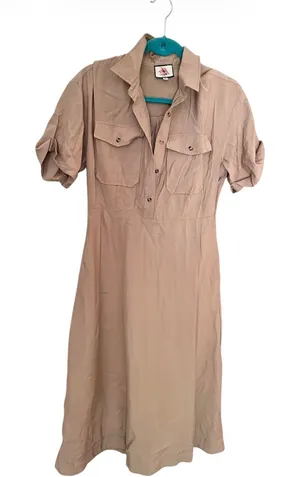 Tuckernuck Classic Button-Front Midi Shirt Dress in Taupe thumbnail 1