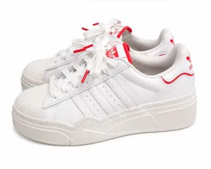 Adidas Superstar Bold White and Red Women’s Platform Sneakers. Size: 7 thumbnail 1