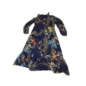 NWT Lulus Size XL Fallyn Navy Blue Floral Swiss Dot Long Sleeve Midi Dress thumbnail 9