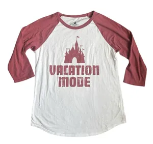 Disney Parks Authentic Original Pink And White 3/4 Length Sleeve Shirt.‎ Size S thumbnail 1