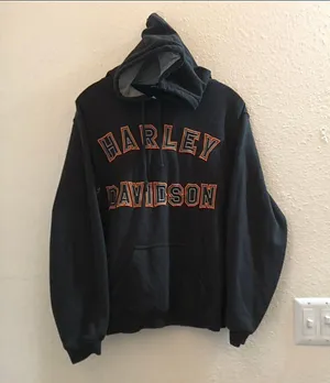 Port Authority Custom One of a kind Harley Davidson black orange baggy fit hoodie sweatshirt long sleeve biker motorcycle thumbnail 8