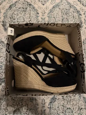Brash Classic Black Women’s Lace-Up Wedges thumbnail 5