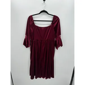 Bloomchic Womens Red‎ Velvet Midi Dress Size 1X NWT Renaissance Witchy Vampire thumbnail 2