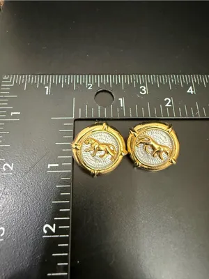 Vintage Two-tone Gold with Silver Jaguar Panther Statement Runway Earrings thumbnail 7