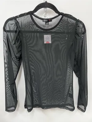 Nwt Black Sheer Long-Sleeve Mesh Top size M thumbnail 1