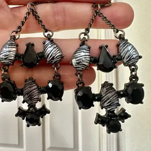 Black zebra statement earrings thumbnail 3