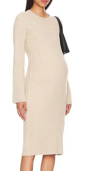 Hatch Lydia Sweater Dress Women 4 Pink Rib Knit Bump Friendly Feminine Maternity thumbnail 1