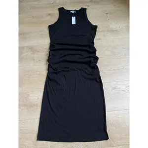 NWT Michael Stars‎ Wren ruched midi ultra rib Black high neck stretch size XL thumbnail 2