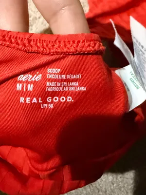 Aerie Red Orange Plunge Swim Bikini Top Size M thumbnail 3