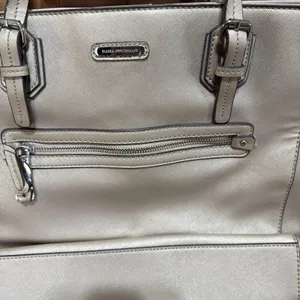 Dana Buchman Metallic Gold Pebbled Tote W Silver Hardware thumbnail 2