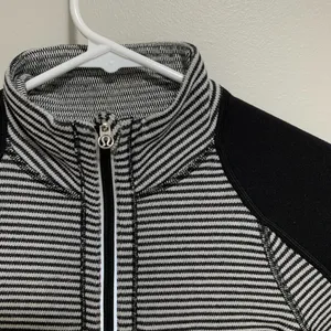 Black and White Stripe Zip U-Turn Lululemon Quarter Zip thumbnail 5