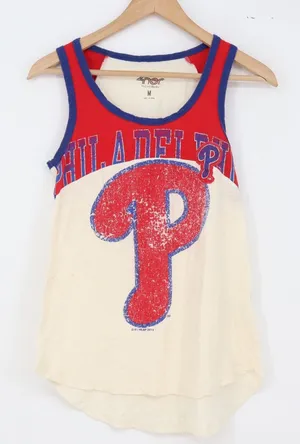 Philadelphia Phillies Tank Top Womens M Cream MLB Baseball G-III 4her Good thumbnail 1