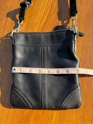 Coach Black Leather Crossbody Bag Adjustable Strap Silver Hardware 7X8.5 thumbnail 5