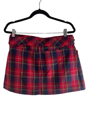 Vintage 90s Abercrombie & Fitch Plaid Wool Blend Belted Mini Skirt Size 8 thumbnail 5