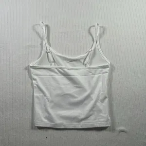 Women's Crop Cami Tank Top White Size XS Spaghetti Strap Scoop Neck Basic thumbnail 4