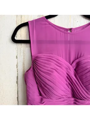 Azazie Women A4 Magenta Pleated Chiffon Fit Flare Formal Dress thumbnail 6