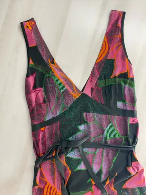 DESIGUAL floral printed funky bubble hem artsy dress embellished with sequins thumbnail 5