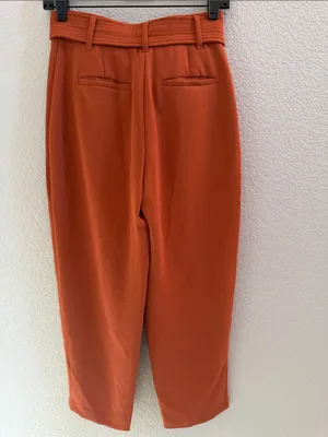Aritzia Tie Front Burnt Orange Ankle Cropped Front Back Pocket Pants Size 2 thumbnail 6
