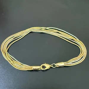 Vintage 18KGP 2-tone Gold & Silver Multi Strand Snake Chain 7.5” Bracelet 9g. thumbnail 4