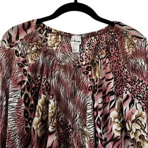 Mine USA Animal Floral Print Top Flare Sleeve Fairy Grunge Whimsigoth Size L thumbnail 3