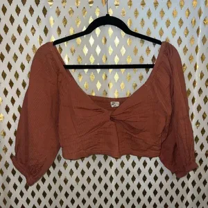 Billabong Womens Juniors' Cotton Del Sole Twist-Front Top crop top size M thumbnail 4