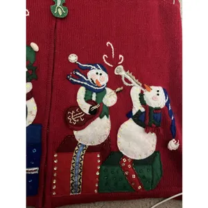 heirloom collectibles sweater Vest Size M Musical Snowmen Zip Closure thumbnail 3